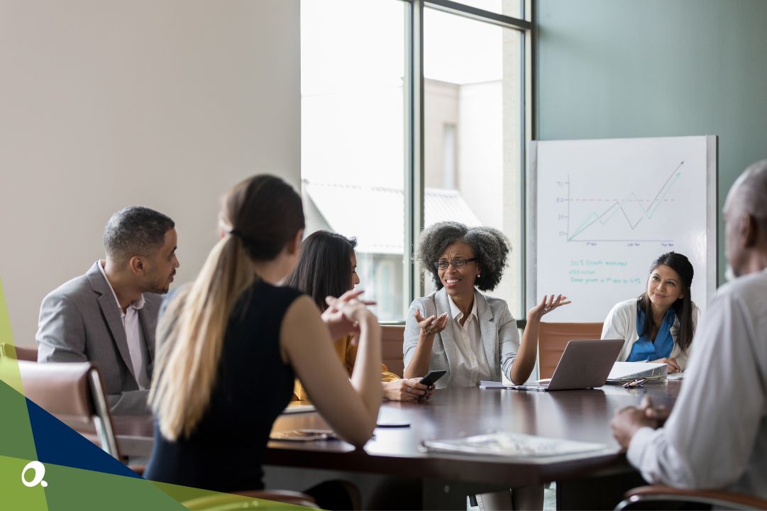 Non-profit finance team discussing with management