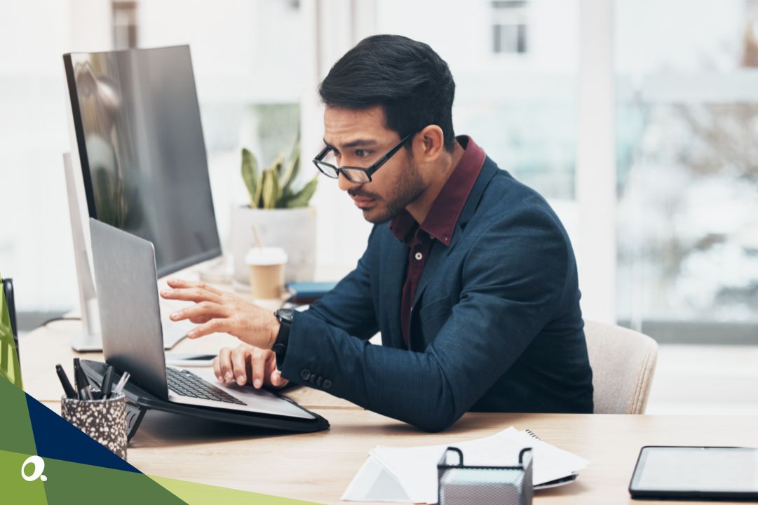 Finance professional working with cloud ERP software