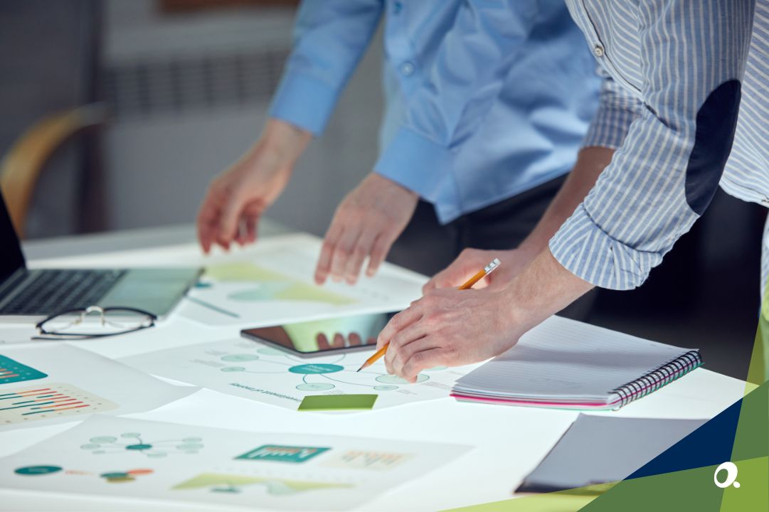 Finance team using modern financial technology