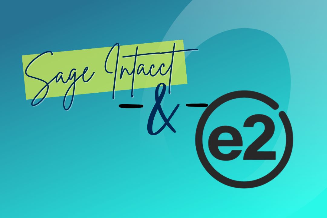 Sage Intacct and e2Open integration graphic, highlighting connected supply chain and finance data.